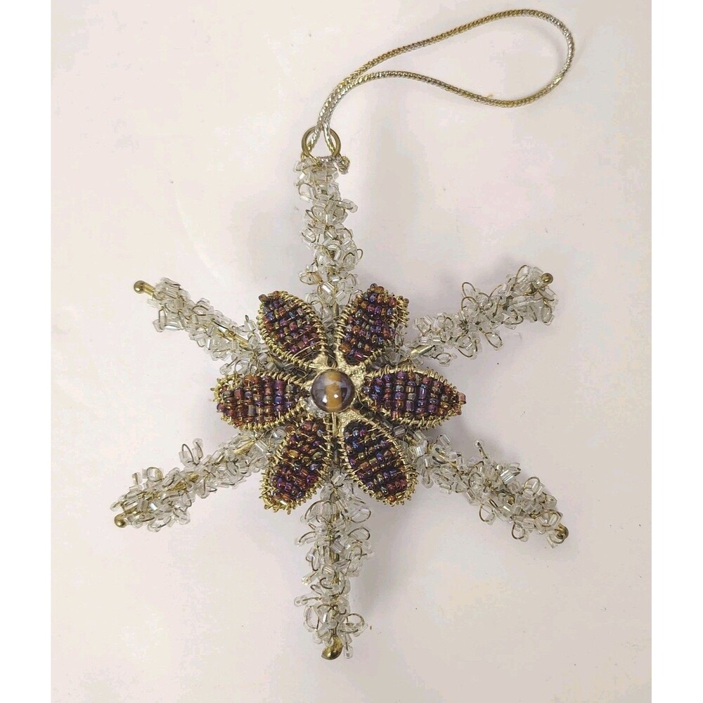Beautiful Vintage Beaded Handmade Christmas Ornament Star